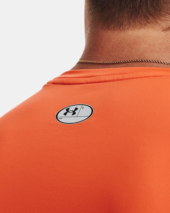 Men's HeatGear® Fitted Short Sleeve, Orange, pdpMainDesktop image number 3